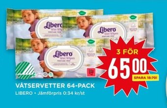 Willys VÅTSERVETTER 64-PACK LIBERO erbjuda