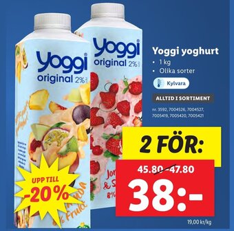 Lidl Yoggi yoghurt erbjuda