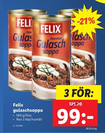 Lidl Felix gulaschsoppa erbjuda
