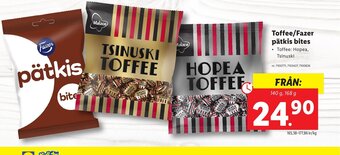 Lidl Toffee/Fazer pätkis bites erbjuda