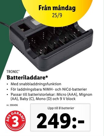 Lidl TRONIC Batteriladdare erbjuda