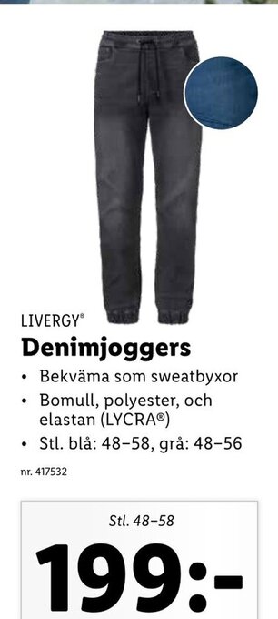 Lidl LIVERGY Denimjoggers erbjuda