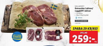 Lidl SVEA LANTKÖTT Entrecôte i skivor/ ryggbiff i skivor erbjuda