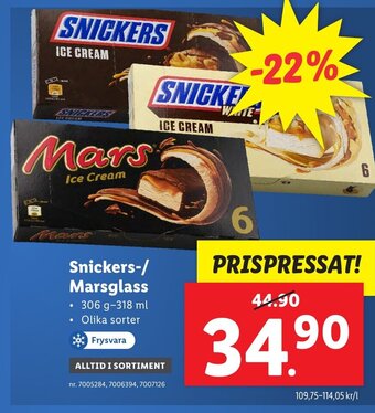 Lidl Snickers-/ Marsglass erbjuda