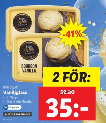 Lidl BON GELATI Vaniljglass erbjuda