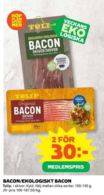 Coop BACON/EKOLOGISKT BACON erbjuda