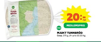 Coop MJUKT TUNNBRÖD Coop. 375 g. erbjuda