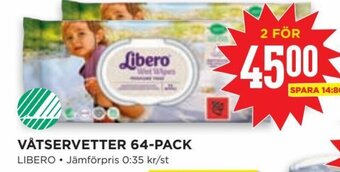 Willys VÅTSERVETTER 64-PACK LIBERO erbjuda