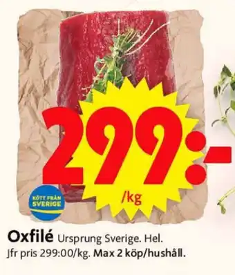 ICA Supermarket Ursprung Sverige Oxfilé erbjuda
