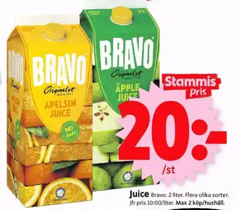 ICA Supermarket Bravo Juice 2 liter erbjuda