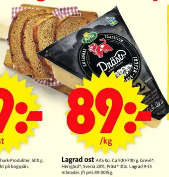ICA Supermarket Arla Lagrad ost 500-700g erbjuda