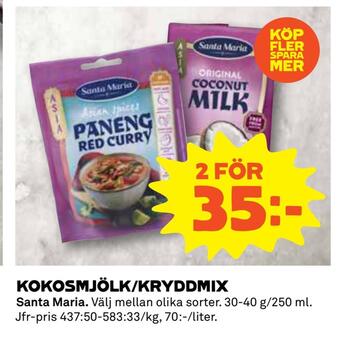 Coop Daglivs Kokosmjölk/kryddmix erbjuda