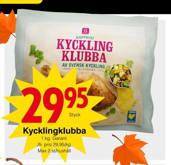 Matöppet Kycklingklubba erbjuda