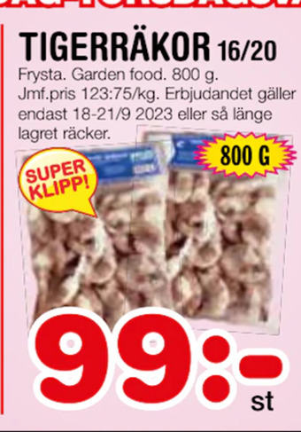 Nya Pulsen Tigerräkor 16/20 erbjuda