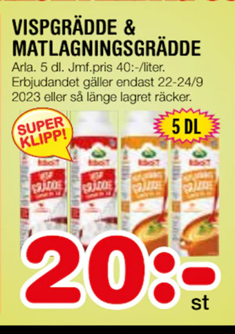 Nya Pulsen Vispgrädde & matlagningsgrädde erbjuda