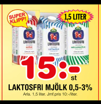 Nya Pulsen Laktosfri mjölk 0,5-3% erbjuda