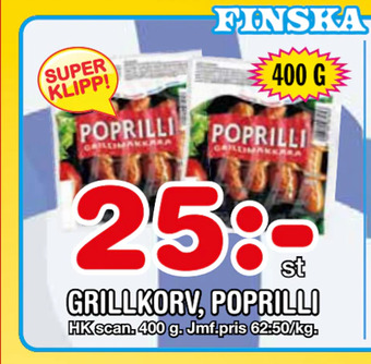 Nya Pulsen Grillkorv, poprilli erbjuda