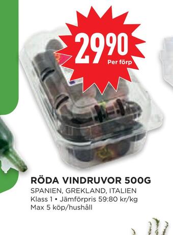 Willys Hemma Röda vindruvor 500g erbjuda