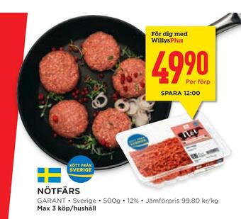 Willys Hemma Nötfärs erbjuda