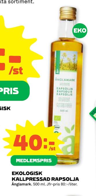 Stora Coop Ekologisk kallpressad rapsolja erbjuda