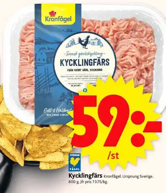 ICA Supermarket Kronfågel Kycklingfärs 800g erbjuda