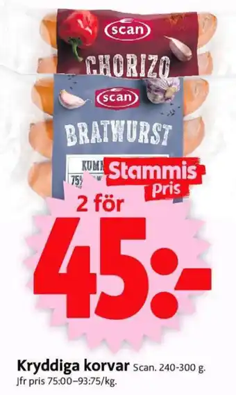 ICA Supermarket Scan Kryddiga korvar 240-300g erbjuda