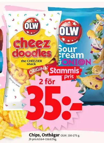 ICA Supermarket OLW Chips, Ostbågar 150-275g erbjuda