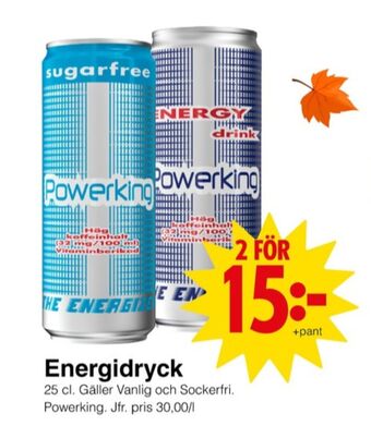 Matöppet Powerking energidryck erbjuda
