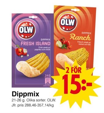 Matöppet Olw dipmix erbjuda