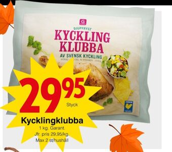 Matöppet Garant kycklingklubbor erbjuda