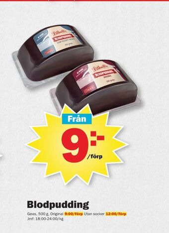 Pekås Geas blodpudding erbjuda