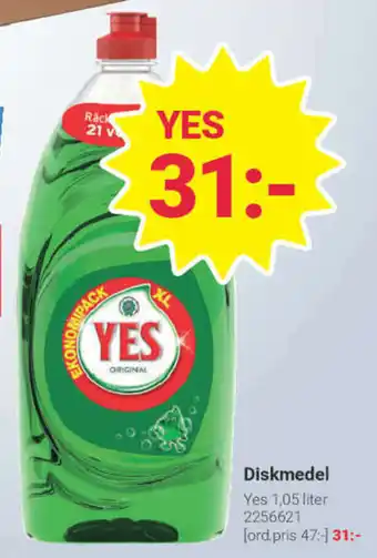 Office Depot Yes Diskmedel 1,05 liter erbjuda