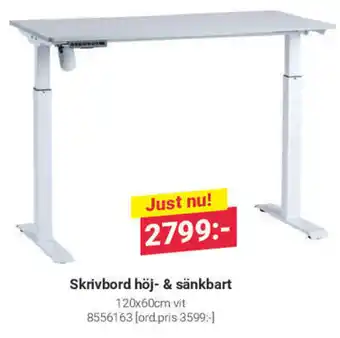 Skrivbord höj- & sänkbart 120x60cm