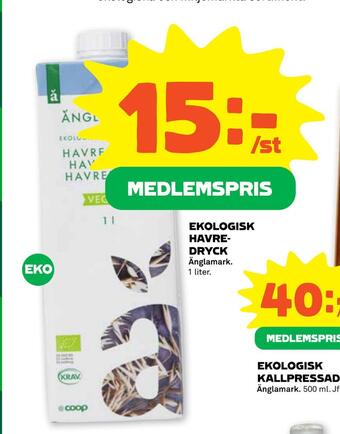 Stora Coop Ekologisk havredryck erbjuda