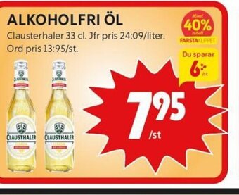 ICA Kvantum ALKOHOLFRI ÖL Clausterhaler 33 cl erbjuda