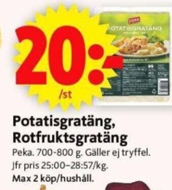 ICA Supermarket Potatisgratäng, Rotfruktsgratäng Peka erbjuda