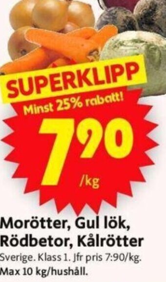 ICA Supermarket Morötter, Gul lök, Rödbetor, Kålrötter erbjuda
