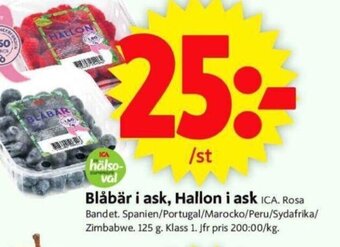 ICA Supermarket Blåbär i ask, Hallon i ask ICA erbjuda