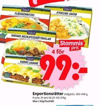ICA Supermarket Enportionsrätter Dafgårds erbjuda
