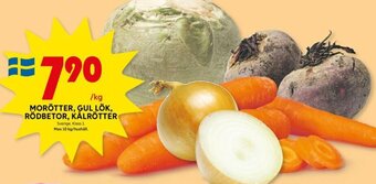 ICA Kvantum MORÖTTER, GUL LÖK, RÖDBETOR, KÅLRÖTTER erbjuda