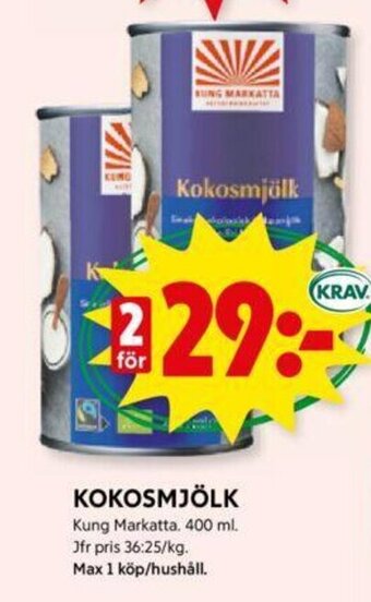 ICA Kvantum KOKOSMJÖLK Kung Markatta erbjuda