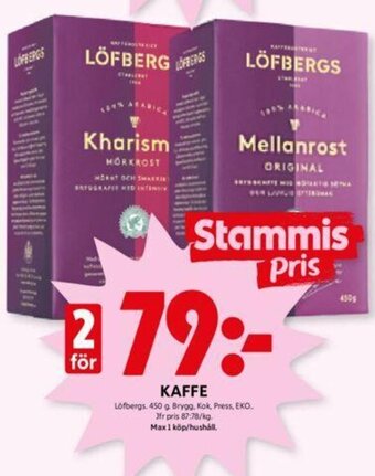ICA Kvantum KAFFE Löfbergs erbjuda