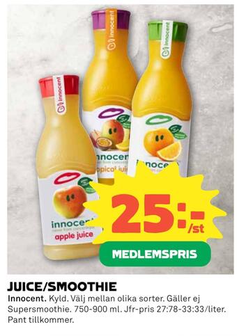 Coop Juice/smoothie erbjuda