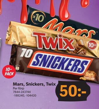 DollarStore Mars, snickers, twix erbjuda