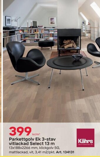 Byggmax Parkettgolv Ek 3-stav vitlackad Select 13 m erbjuda