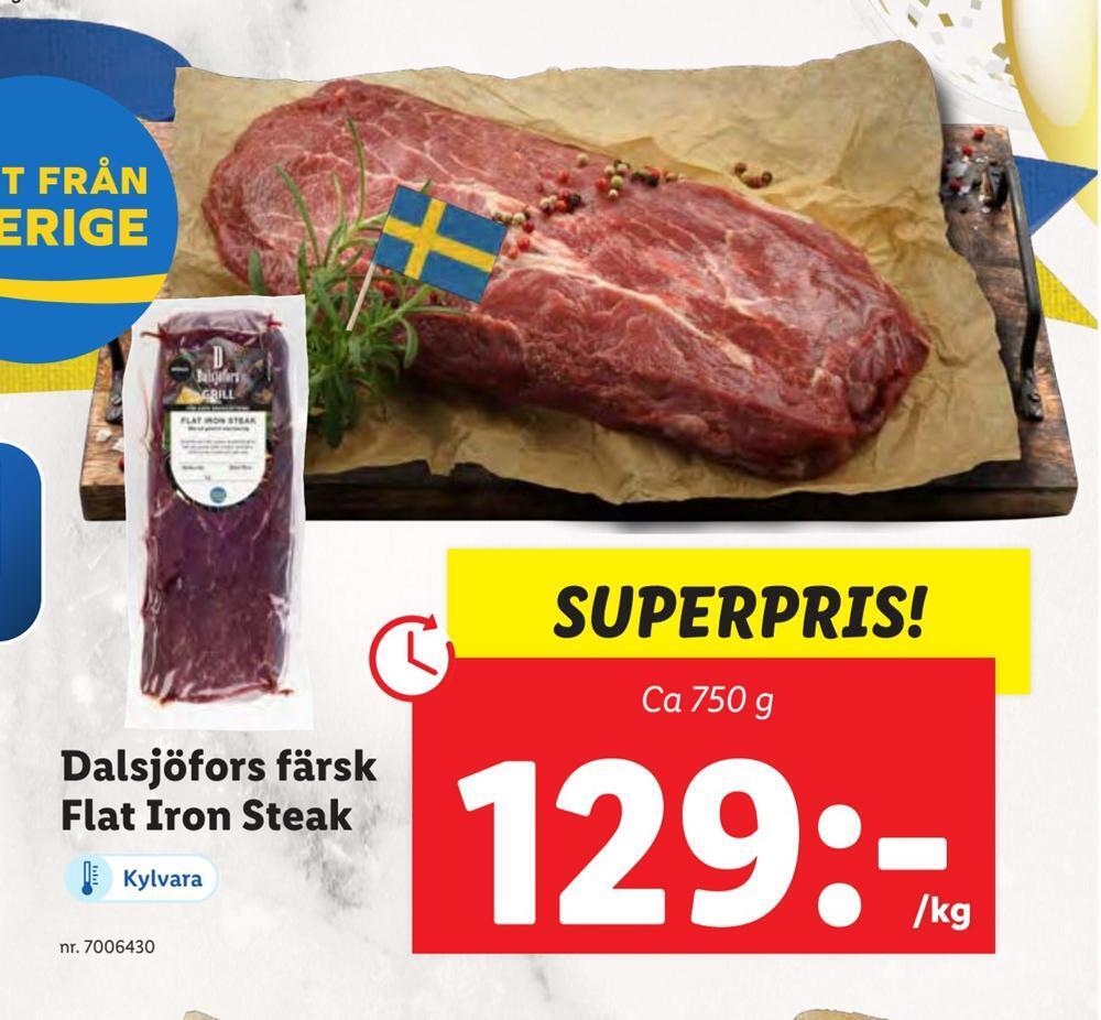 Dalsjöfors färsk flat iron steak erbjudande hos Lidl