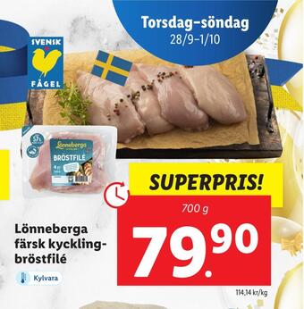 Lidl Lönneberga färsk kycklingbröstfilé erbjuda