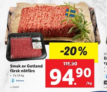Lidl Smak av gotland färsk nötfärs erbjuda