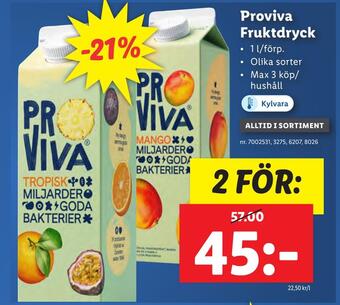 Lidl Proviva fruktdryck erbjuda