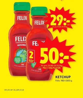 ICA Kvantum Felix ketchup erbjuda